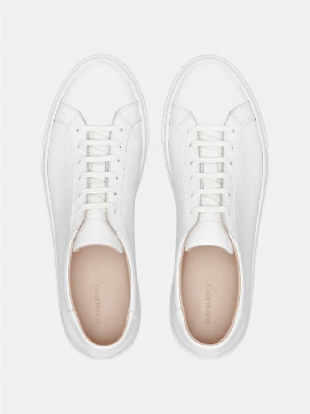 Suitsupply FW1480 Men's 10 US White Leather Low Top Casual Sneakers Shoes